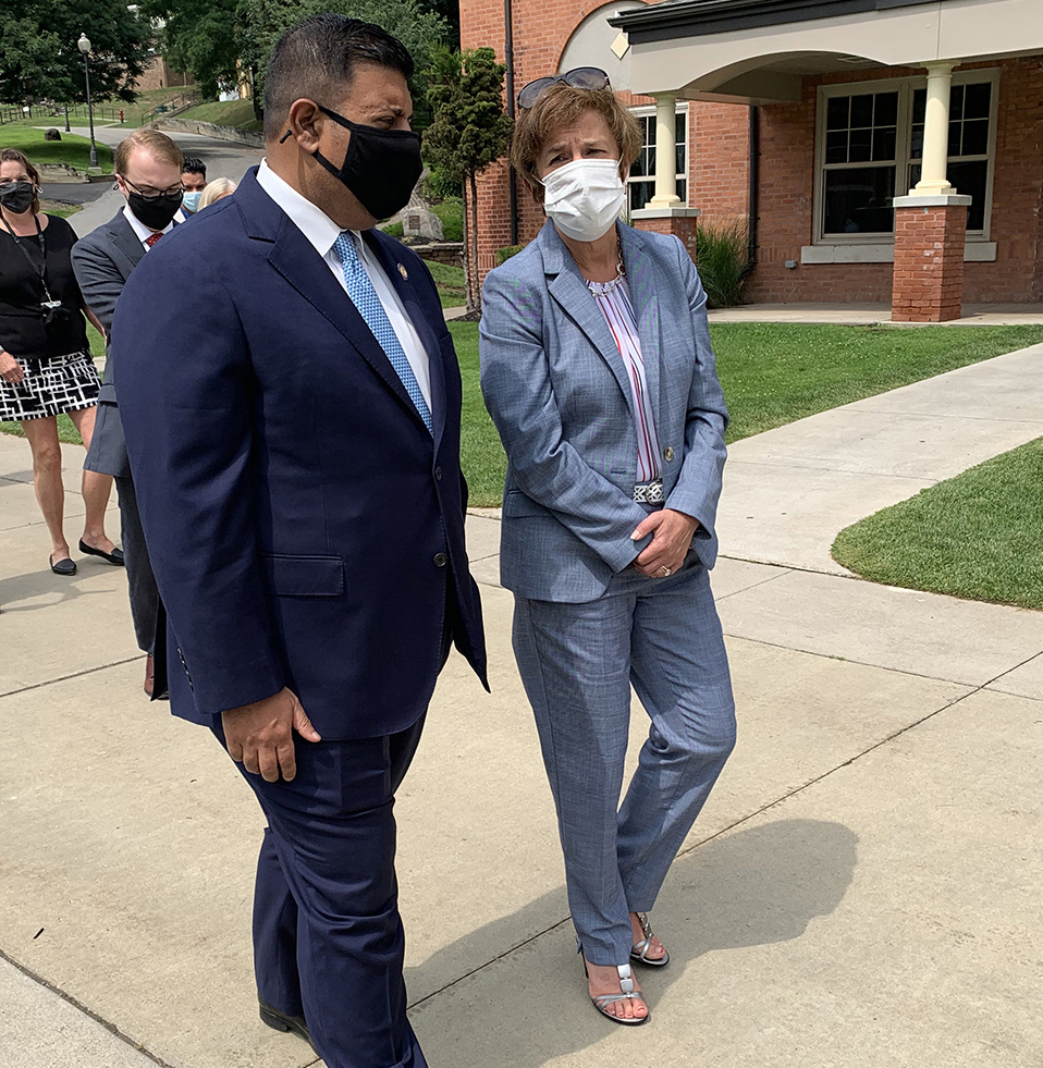 Today Senator Jeremy Cooney of NY's 56th District visited Hillside's Monroe Campus. The Senator (2nd from left) with E.D. Leslie Barnes; President &amp; CEO Maria Cristalli; Jose Laracuente, a recent Hillside Work-Scholarship Connection grad; Brenda Ortiz; and Rod Green from HW-SC.