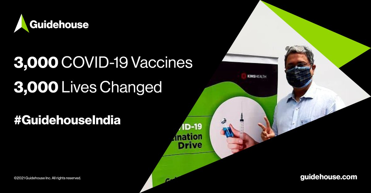 Our employees are what makes #TeamGuidehouse great. To protect the health of our colleagues in India amidst the COVID-19 crisis, Guidehouse has partnered with leading hospital groups across India to sponsor the vaccines for 3,000 employees, their families &amp; Contract staff.