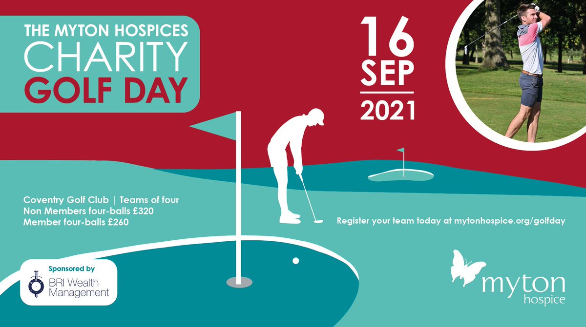 The Myton Hospices (@mytonhospices) on Twitter photo ⛳ The Myton Hospices Charity Golf Day ⛳
Back for our third year at <a href="/coventrygc/">Coventry Golf Club</a>, this year’s event will be taking place on: #CovHour
📅 16th September 2021
And… we’re delighted to welcome our brand new sponsor for 2021 – <a href="/BRIWealth/">BRI Wealth</a>!
▶️ buff.ly/3jzkxvU ◀️ ⛳ The Myton Hospices Charity Golf Day ⛳
Back for our third year at <a href="/coventrygc/">Coventry Golf Club</a>, this year’s event will be taking place on: #CovHour
📅 16th September 2021
And… we’re delighted to welcome our brand new sponsor for 2021 – <a href="/BRIWealth/">BRI Wealth</a>!
▶️ buff.ly/3jzkxvU ◀️