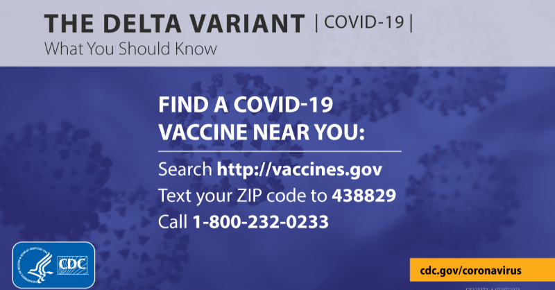 CDCgov's tweet photo. The Delta variant spreads more easily than other SARS-CoV-2 variants. Help stop the spread of Delta and other variants by getting vaccinated against #COVID19 as soon as you can.

https://t.co/xbvNiaVJKV