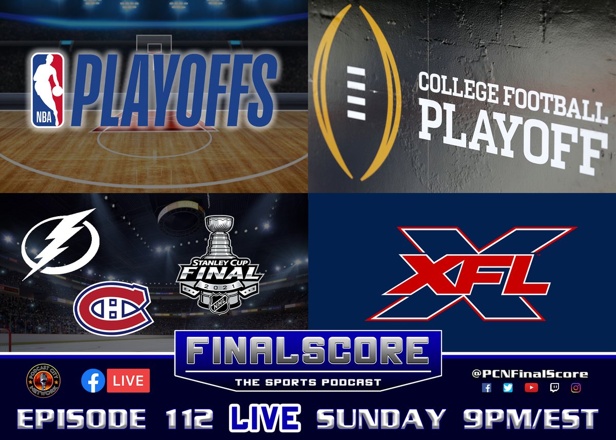 PCNFinalScore's tweet image. Join us for Ep 112 of FinalScore LIVE this Sunday at 9pm ET! Chris introduces Ivan to the show as they talk the latest in sports! Just smash the #LIKE and #FOLLOW buttons so you don&apos;t miss out!

#PCNFinalScore #PCN #sports #podcast #NFL #NBA #NHL #MLB #collegefootball #PCNFamily