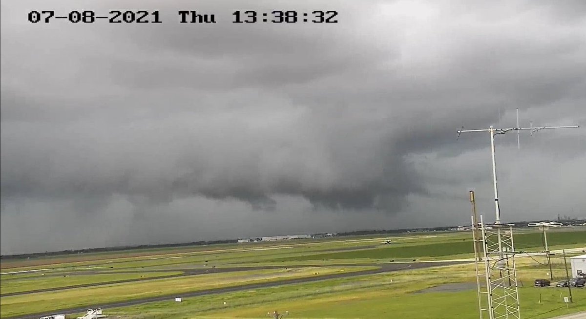 We're watching a tornado warned cell from our office.  We have not seen anything reach toward the ground yet, but it could happen at any time.  Take shelted if you live between the Corpus Christi airport and Calallen!