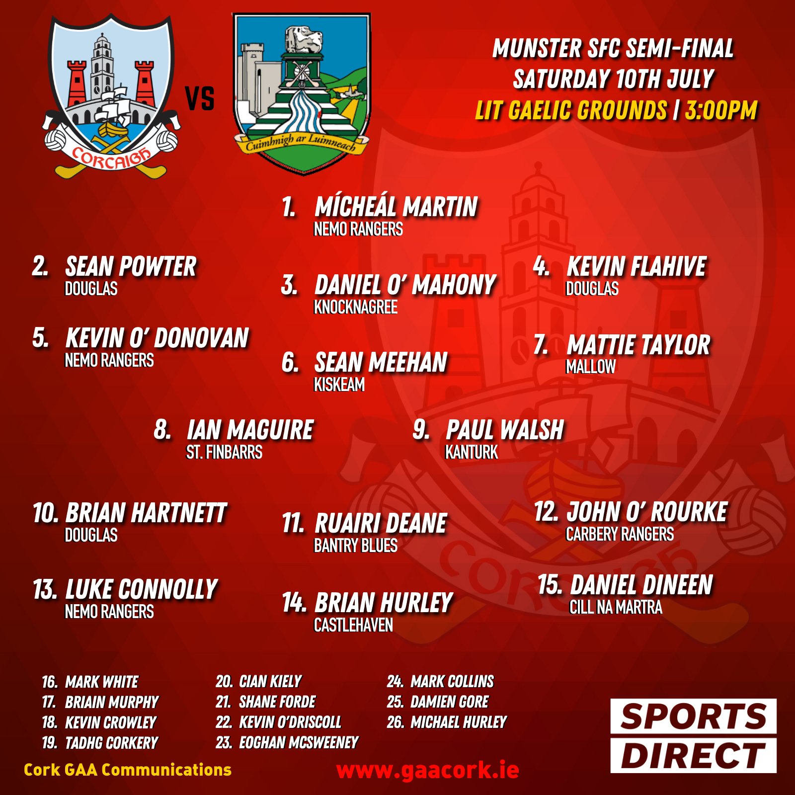 2023 Munster Senior Football Championship Draw - Cork GAA