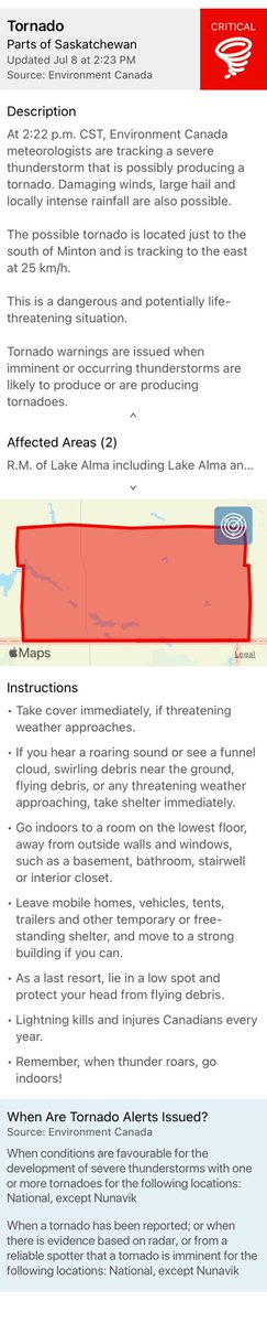 skstorms's tweet photo. Tornado warning for Lake Alma SK #SKStorm #SKwx 

Shared: Tornado Alert - Parts of Saskatchewan https://t.co/gxwcddcSPx https://t.co/syin8BVcQS