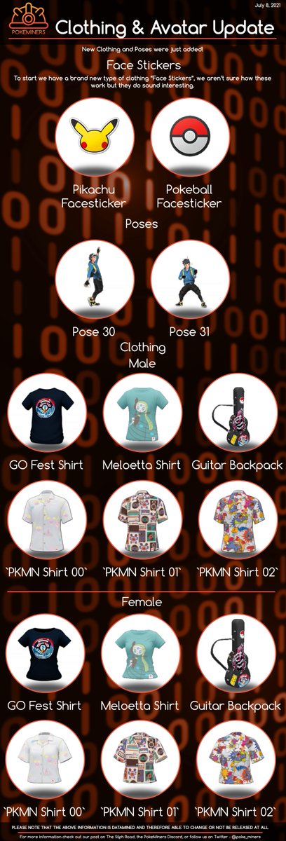 poke_miners's tweet photo. Some New Clothing and new Poses were just added and a new type of Avatar Customisation called "Face Stickers". 

We aren't sure how these new items work but sounds interesting. https://t.co/gYr41m2d6W