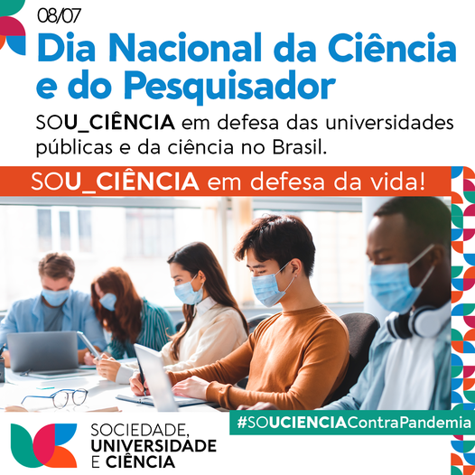 ict_unifesp's tweet photo. Neste 8 de julho é celebrado o Dia Nacional da Ciência e do Pesquisador.
 
🔖 É hoje, quinta-feira (08/07), às 18h, no YouTube: https://t.co/hqePhP0Vdf
#SOUCIENCIA #SOUCIENCIAContraPandemia #Ciencia #Pesquisa #Educacao #Universidade https://t.co/sdbHE5PTqB