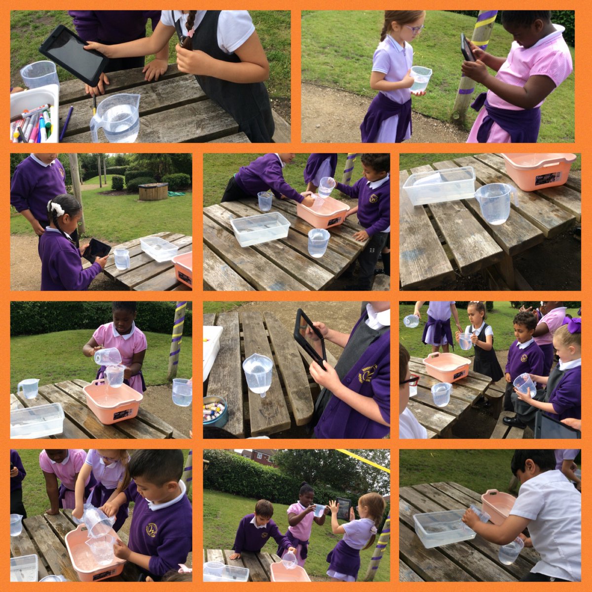 WhitefieldPS's tweet photo. 1/2P discussed the definition of capacity and volume today. We used the jugs and water to help us with the language when explaining volume making the jug full, empty, almost full and almost empty. We also compared different amounts with each other. https://t.co/GpaNua8hU6
