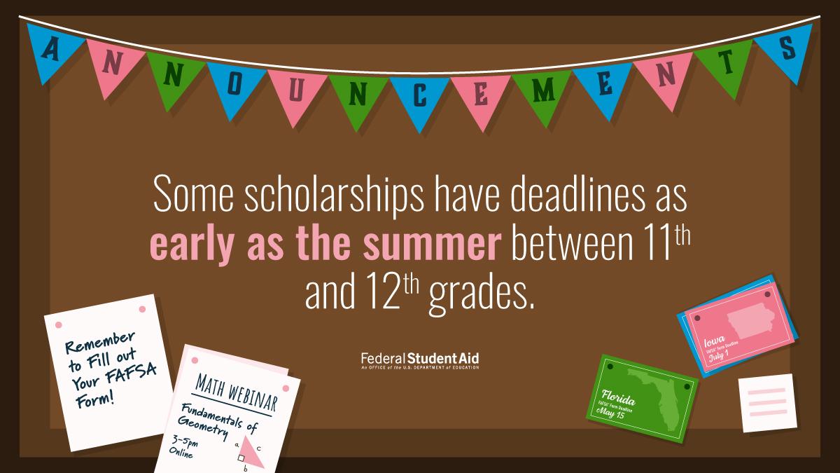 Starting your senior year of high school in the fall? It’s never too early to start applying for scholarships: go.usa.gov/x6tQq