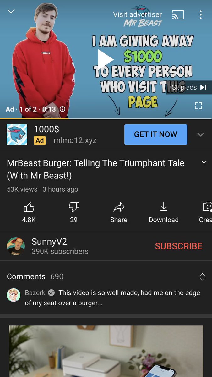 Beastdog27's tweet photo. @MrBeast @ChandlerHallow @KarlJacobs_  is this real ad authorized by MrBeast or is this a scam made by someone else? https://t.co/5DjNIxRTdx