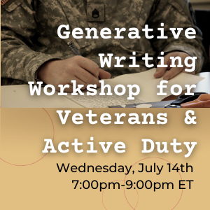 WarriorWriters's tweet photo. Mark your calendars! This week we have two workshops.
🔸 Wednesday @ 7: Generative Writing Workshop for Veterans & Active Duty.
🔸 Friday @ 12:30: Lunch Break Writing Prompt.
Registration links here: https://t.co/t3ip6jub2I https://t.co/J7ipXKCbpF