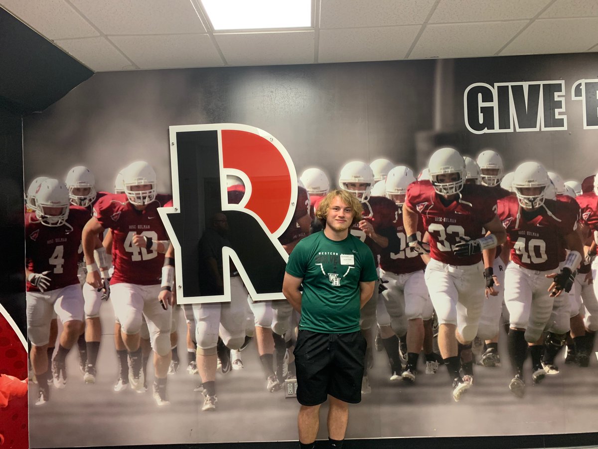 JacobFields_44's tweet photo. Great visit to @RoseHulman today!  Thank you to the admissions staff and @coachmevans and Coach Cole.  @RoseHulmanFB @rhitsports https://t.co/gq05K7Wnds