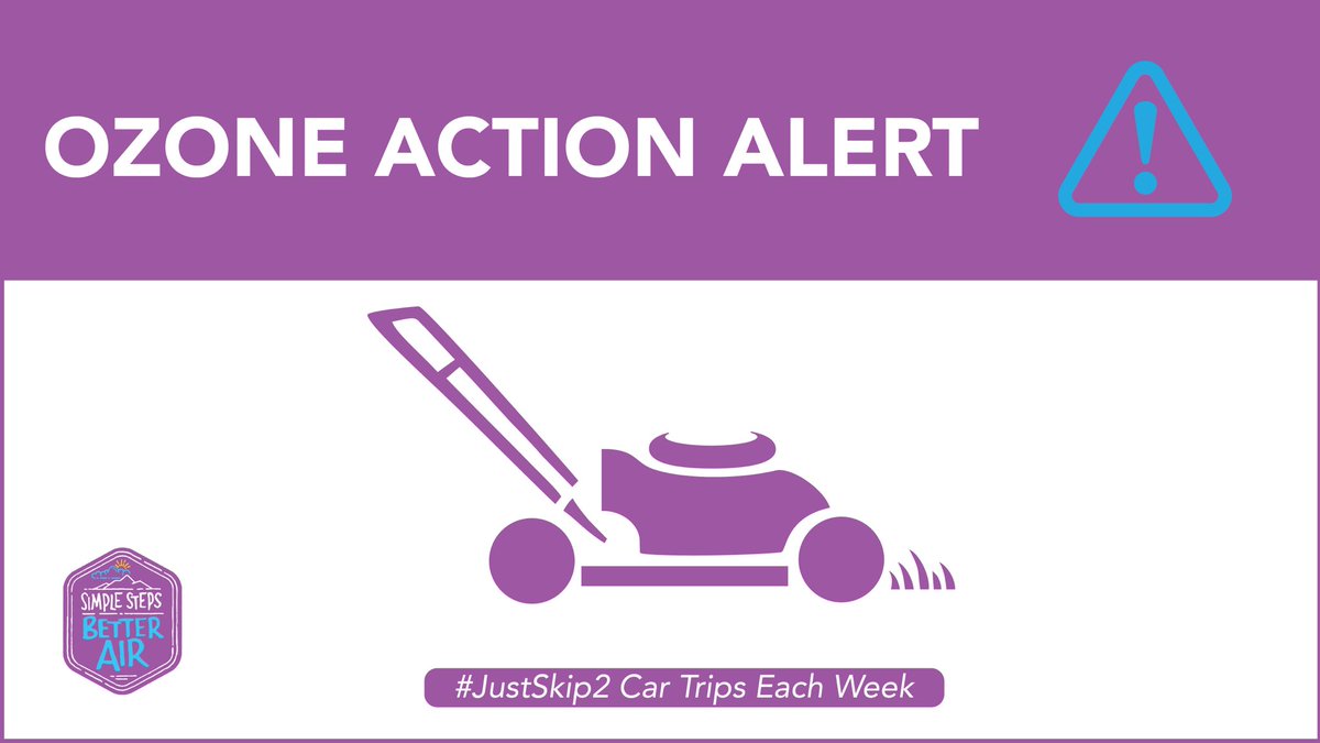 ozoneaware's tweet photo. 🚨Ozone Action Alert🚨 In effect until 4 p.m. tomorrow. Today, mow the lawn after 5 p.m. Tomorrow, ride your bike to reduce emissions and help save our air. 

#JustSkip2 #keepthegoodgoing #CanDoColorado #reducecarbonfootprint #cleanairdenver #ozone #ozoneactionalert https://t.co/TGIdbOMpLp