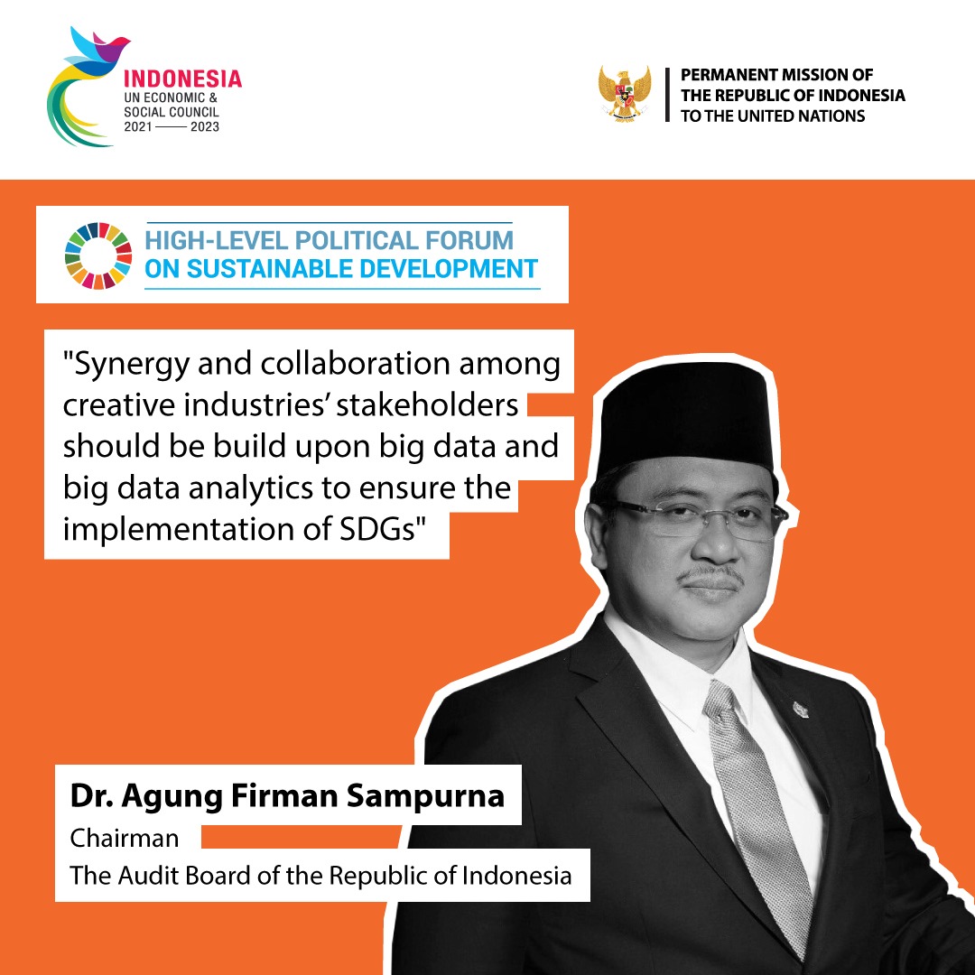 We are honored to have Chairman of @BPKRI, Minister @sandiuno @kemenparekraf & Minister @mayoloangelica @mincultura in today’s #HLPF Side Event on Creative Economy. We thank them for their valuable insights!