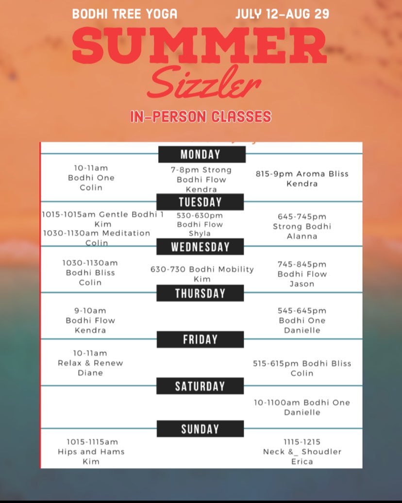 BodhiTreeRegina's tweet photo. The summer sizzler is back! 17 years of unlimited summer yoga. This time with in-person and livestream classes for only $97. https://t.co/xLibu6KGhl