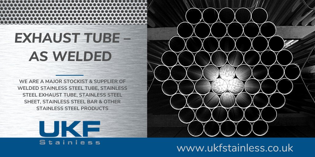 Exhaust Tube – As Welded 
Grades 304 (1.4301) and 409 (1.4512) are the most standard grades, however other grades such as 439 (1.4510) and 441 (1.4509) are also available on request. 
Click: ukfstainless.co.uk/products-listi… 

#manufacturing #engineering #metalwork #fabrication #automotive