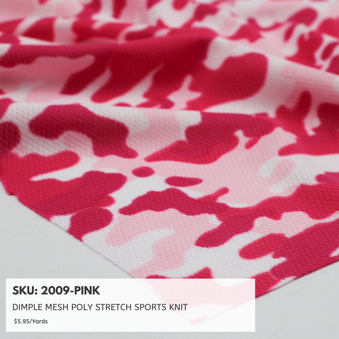 stylishfabric's tweet photo. Pink Camouflage restock! 🚨 Your favorite Dimple Mesh Poly Stretch Sports Knit Fabric is now back in stock!!! Shop now before they're gone again! 
SKU: P-1470-668-INDIGO-PURPLE-PINK
.
.
https://t.co/Eatzvx6vVe https://t.co/Mh1bfSga1j