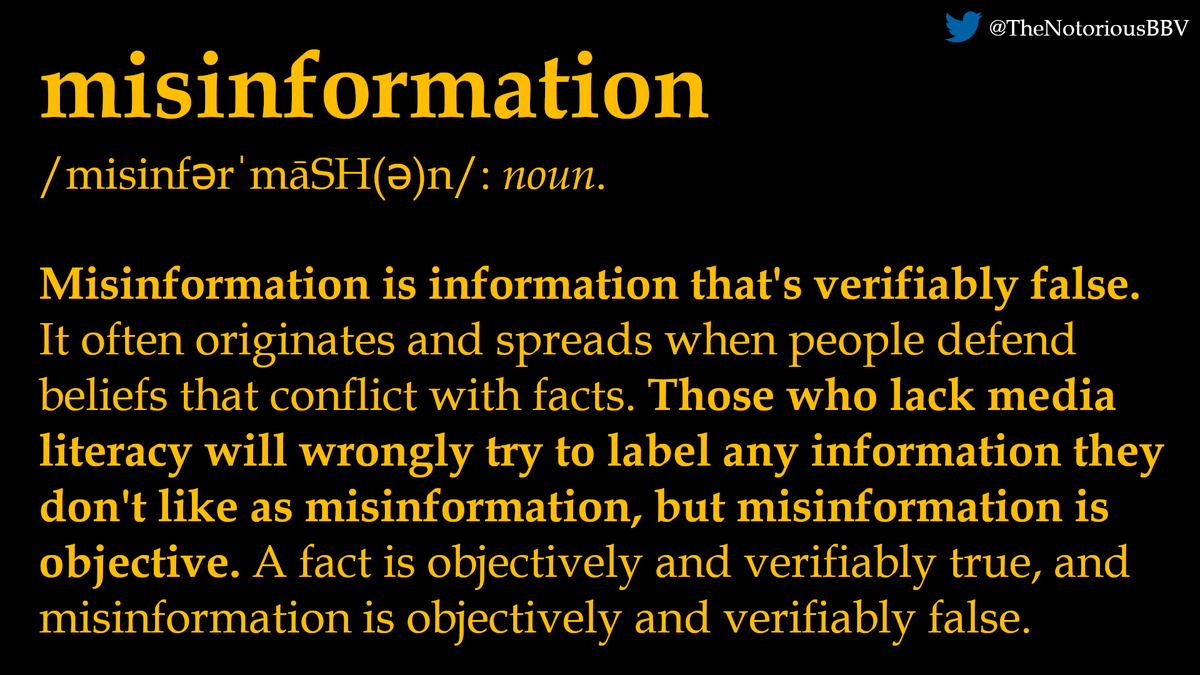 MAGAFoolishness's tweet photo. Misinformation is a word that's making the rounds. Remember: #misinformation isn't "information we don't like." Misinformation is verifiably false. Don't let this word be co-opted or minimized. Misinformation is dangerous. Please RT.
#Disinformation #FoxNewsKills https://t.co/gsqVvo2Pwm