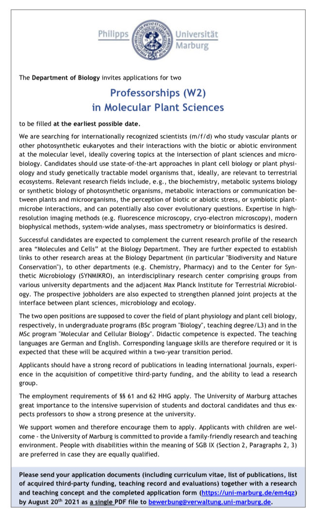 Spread the word! Cool job opportunity at ⁦<a href="/Uni_MR/">Philipps-Universität</a>⁩ ⁦@SYNMIKRO⁩