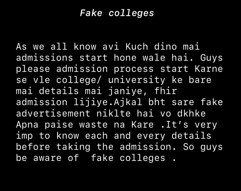 inikki_niyogi's tweet photo. So guys be aware , kisi v trap mai mt Parna.
#fightagainstfarzi #collegeTips #beaware #fakecolleges 
@EduMinOfIndia @PMOIndia @dpradhanbjp @CollegeTips_in https://t.co/uASZ0gg8Sh