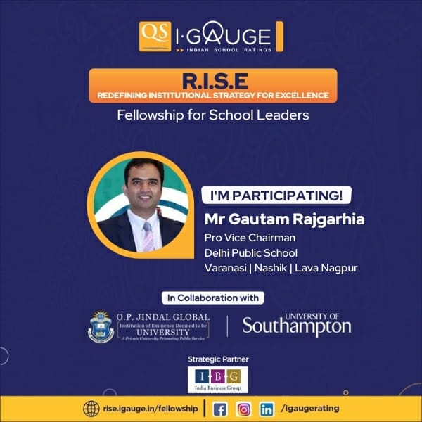 I am attending the R.I.S.E Fellowship Program2021; excited to be a part of India’s first ever nationwide school leadership development program from QS IGAUGE co-hosted by OP Jindal University &amp; University of Southampton #Fellowship #Schools #leadership #nep2020 #Quality #online