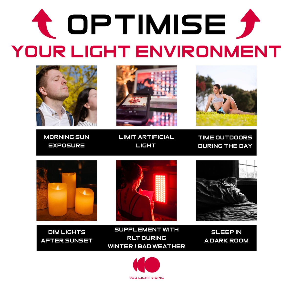 RedLightRising's tweet image. 💡 Today we are sharing with you 6 ways to OPTIMISE YOUR LIGHT ENVIRONMENT!
Do you know any other tips? Let us know! #light #betterlight #lightenvironment #tips #lighttips