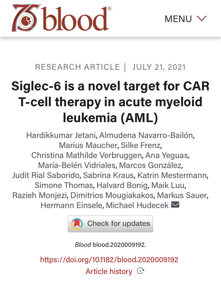 t2evolve_imi's tweet photo. New targets are a crucial need for the development of new immunotherapy approaches.  Recent work identified Siglec-6 as a novel target for CAR T cells in the context of acute myeloid leukemia.Take a look at the study: https://t.co/Q7H1UFtu0m 

#research #cancertherapy #CART https://t.co/5k2JLGCpG7
