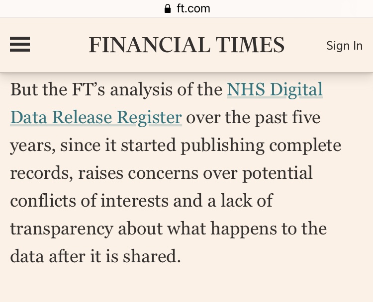 medConfidential's tweet photo. This @FT piece is very important in beginning to explain how health data is used in marketing against promises to
patients. When some expect @Patient_Data to answer “where’s the harm?”, @madhumita29 expertly explains: (with some great infographics)

https://t.co/KDKgYhk6ZC https://t.co/JRE7mS2nUf