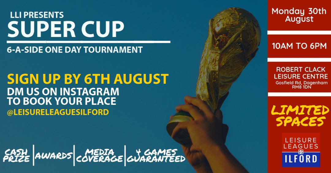 6 A Side bank holiday in august, you don’t want to miss out! DM for info!