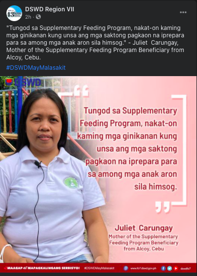 dswdserves's tweet photo. Tunghayan ang mga balita, ganap, at mga kuwento ng tagumpay ng mga programa at pasasalamat ng mga benepisyaryo ng DSWD mula sa iba't ibang panig ng Pilipinas.
Maraming salamat sa inyong lahat para sa patuloy na pagtitiwala sa DSWD.
#DSWDMayMalasakit
#DSWDSFP
#ZeroHungerPH https://t.co/U3JOSQIg9z
