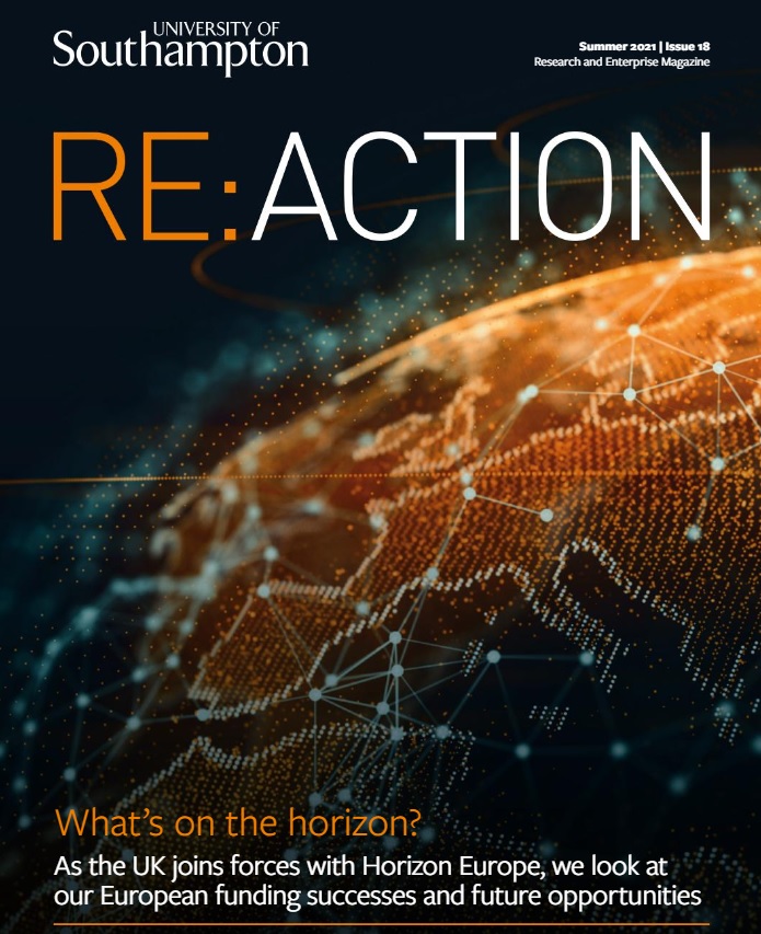 Research_UoS's tweet photo. The new Re:action celebrates our @EUhorizon2020 #research successes and looks ahead to @HorizonEU. Discover @unisouthampton’s world-leading work on carbon capture and storage, nurses' wellbeing, materials discovery, COVID-19 diagnosis, and quantum comms:
https://t.co/DHbjaAuPLZ https://t.co/MsDF4MiDJ3