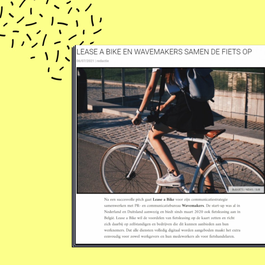 Wavemakers_eu's tweet image. New client alert! Wavemakers stapt samen met Lease a Bike op de fiets om Belgische zelfstandigen en bedrijven te laten kennismaken met de voordelen van fietsleasing.  🚲
Time to Make.Things.Move. Stay tuned!

#PR by #Wavemakers