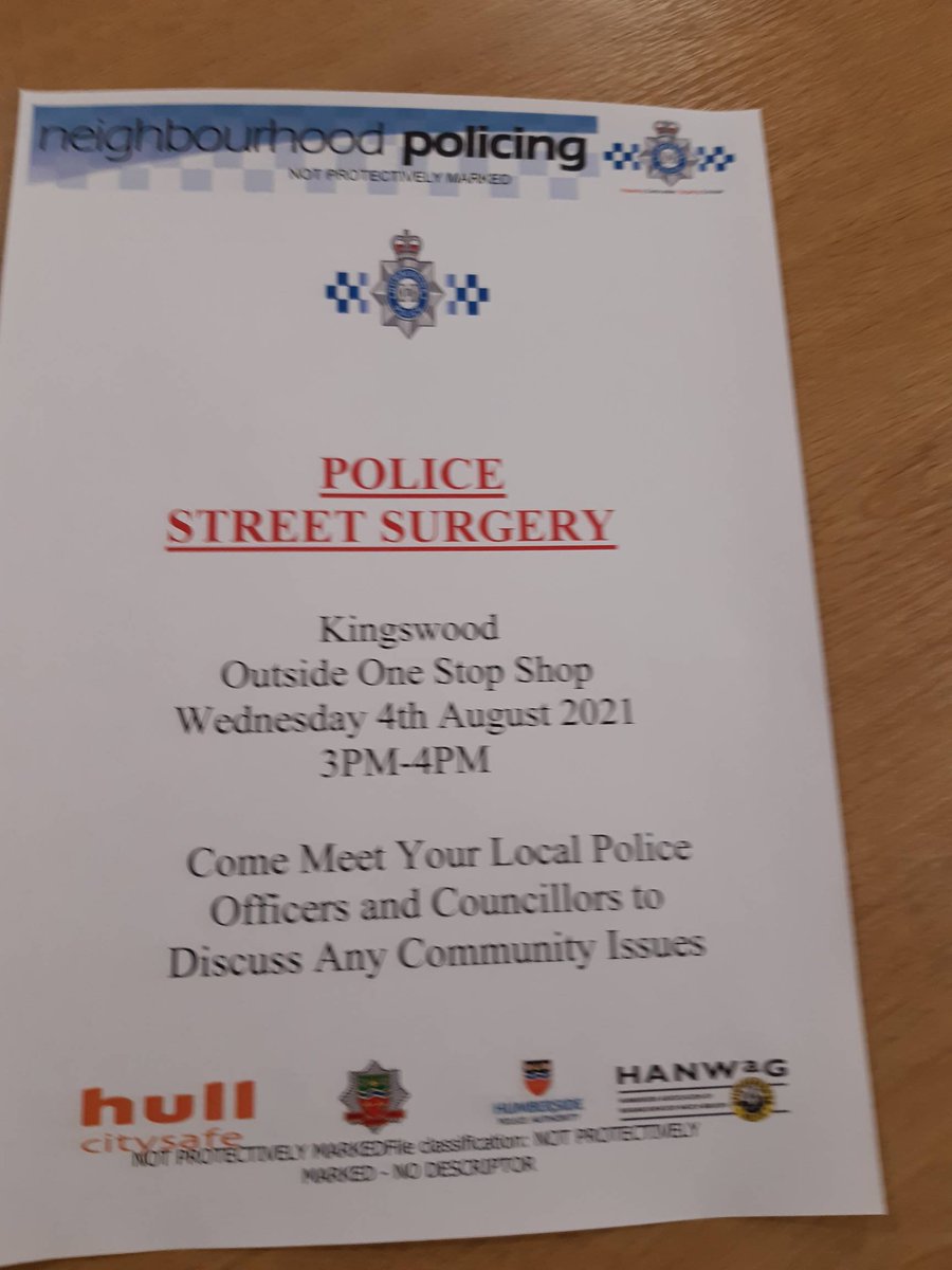 HumberbeatHULL's tweet photo. #HullNorth Come meet your local Police Officers and Councillors at the Kingswood One Stop shop on the 4th August to discuss any issues in your community.#Keepingyourstreetssafe #Yourproblemsareourproblems PCSO 7552 https://t.co/JiRIN9iLq5