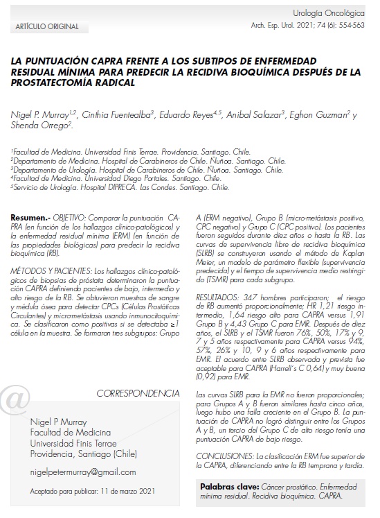 La puntuación CAPRA frente a los subtipos de enfermedad residual mínima para predecir la recidiva bioquímica después de la prostatectomía radical.
aeurologia.com/article_detail…