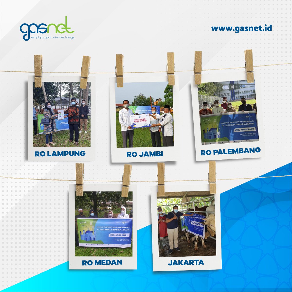 Gasnetid's tweet photo. Dalam rangka memperingati Hari Raya Idul Adha 1442 H, GASNET mengadakan program CSR (Corporate Social Responsibility) dengan memberikan Bantuan Hewan Qurban di Kota Lampung, Palembang, Jambi, Medan, dan DKI Jakarta.
.
#Gasnet #InternetDedicated  #InternetKantor #InternetNgeGas https://t.co/YX7yejCJgt