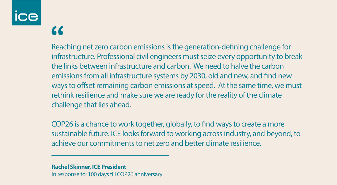 ICE_engineers's tweet image. With #COP26 only 100 days away, what better time to sign up to become an #ICECarbonChampion then now?

Let ICE President  @Rachel__Skinner explain why you should take part 👉 bit.ly/3xKo4LB

#ShapingZero #TheCarbonProject #NetZero #ClimateChange #WhatAreYOUGoingToDo?