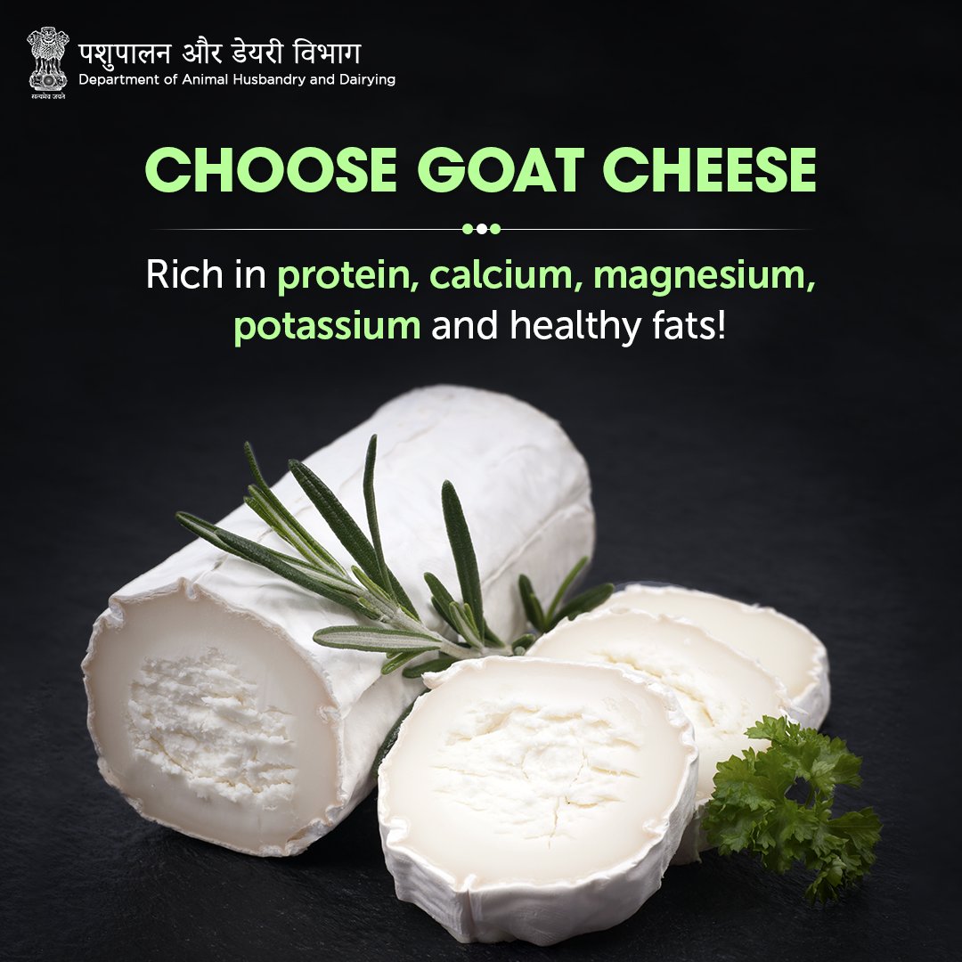 Dept_of_AHD's tweet photo. #DYK 🧀🐐
More than 30 kinds of cheeses are prepared using goat #milk!

#Dairy #DairyIndia #DairyProducts https://t.co/bXKbEXGo03