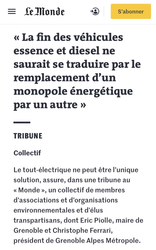 [TRIBUNE 📜]
Fin des véhicules #essence &amp; #diesel: ne remplaçons pas un monopole par un autre !
Dans cette tribune <a href="/lemondefr/">Le Monde</a>, nous, élus, chefs d’entreprises, associations, appelons à encourager le mix #energetique dont le #biognv, pour aller vers la #transitionécologique 🚗🌱