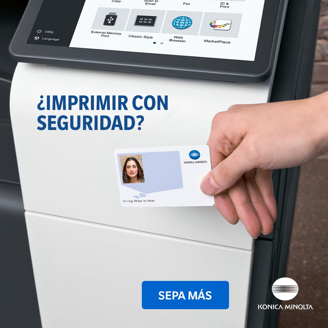 KonicaMinoltaES's tweet image. ¿Imprimir con seguridad? #CloudPrint tiene un servicio ‘follow-me’ para que tu documento no acabe en las manos equivocadas. Gracias al reconocimiento con tarjeta contactless, los documentos solo se imprimen tras la autenticación del usuario. Infórmate → km.social/3xWHjT7