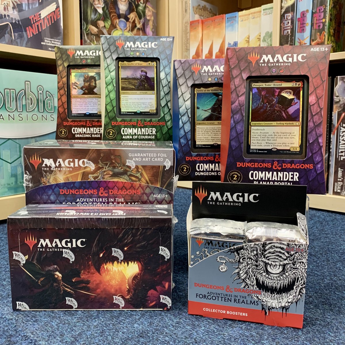 It’s release day for #AdventuresintheForgottenRealms and we’ve got all your dungeon delving needs in stock! Whether it’s set, draft or collector boosters you’re after, a bundle or one of the brand spanking new #Commander decks, we’ve got them all! Come down and check them out!