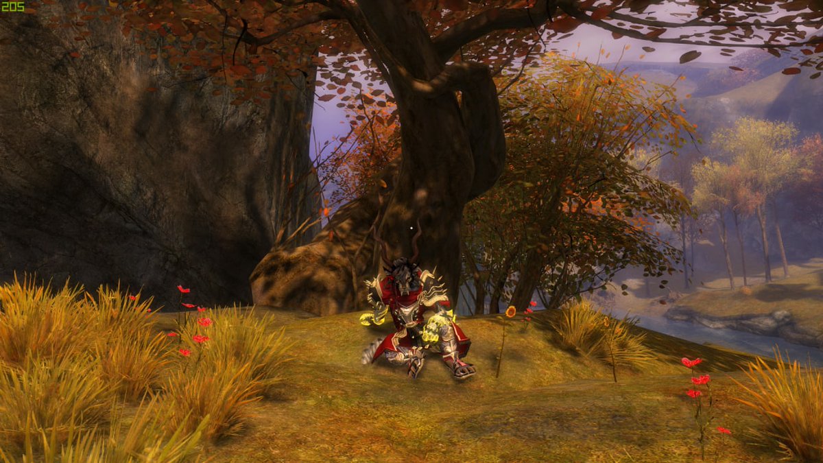 FlareDark12's tweet photo. @GuildWars2 My warrior Sikhara Wildfury resting under her favorite tree in the plains of ashford. https://t.co/gePLj0Cubs
