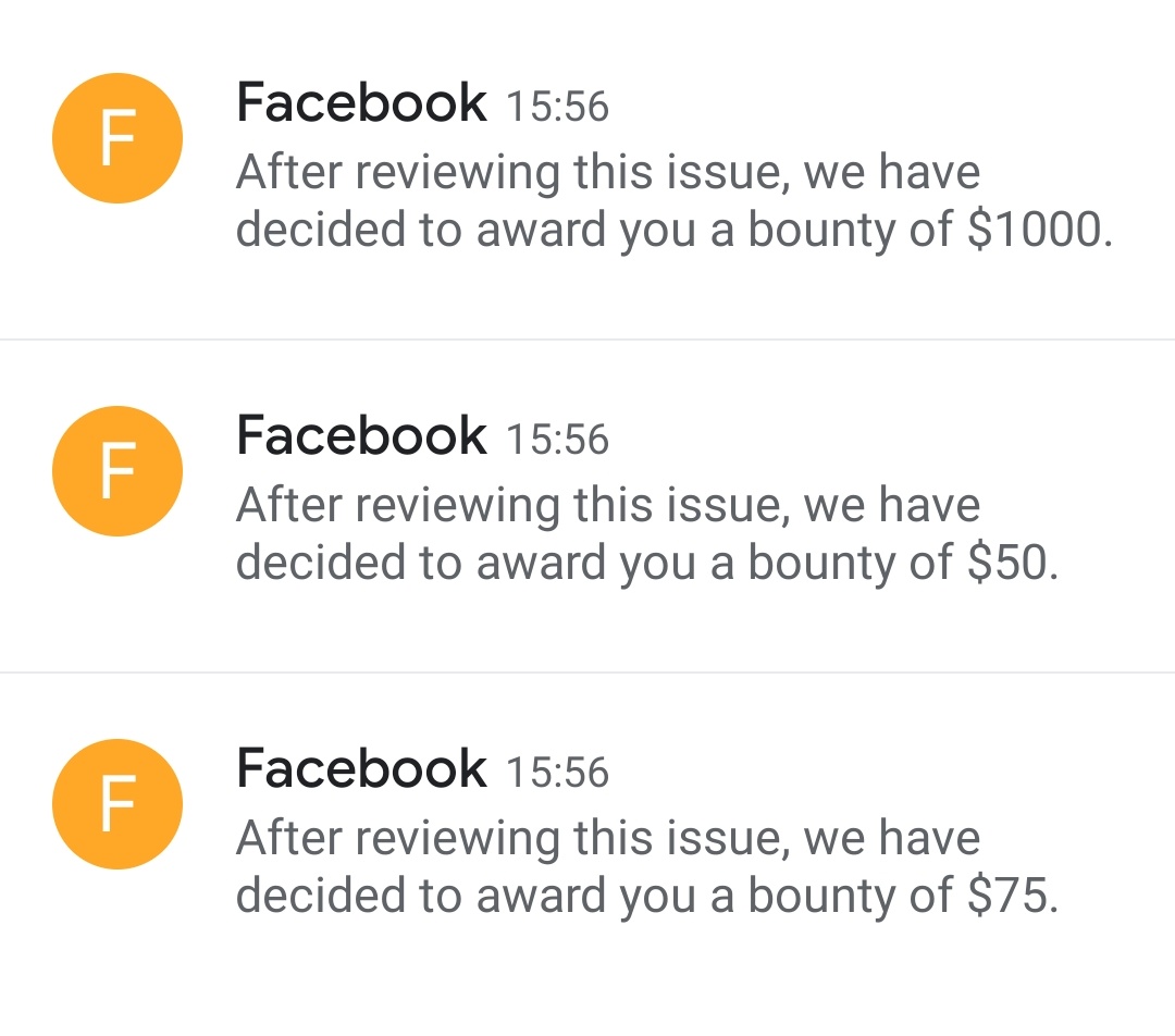 saugatscript's tweet image. Faceboook recently added Payout Time Bonus to compensate late reward. So, you can have 4 different bonuses for a single bug report.
=> Main Reward + League Bonus + FBDL Bonus + Payout Time Bonus.
Thank you @fbsecurity for all these extra incentives. ❤️
#bugbounty #facebook