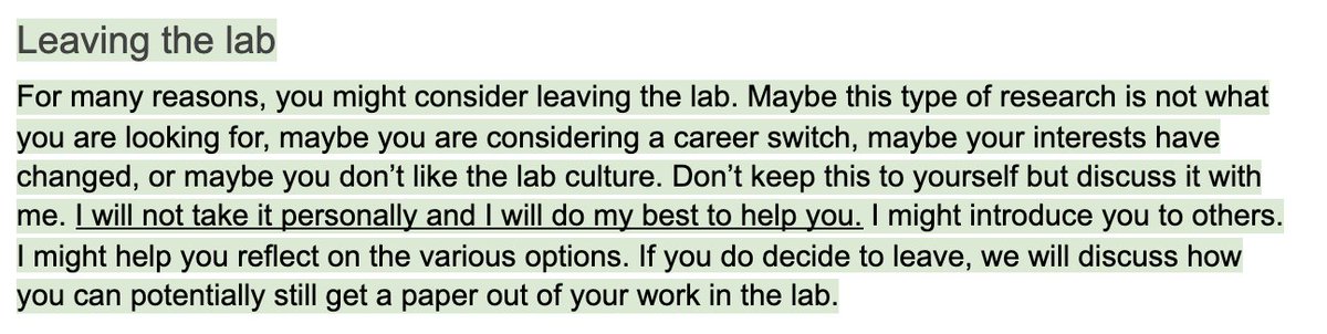 As part of an amazing mentorship course for faculty by <a href="/yael_niv/">Yael Niv @yaelniv.bsky.social</a> and <a href="/CollegeInMind/">Dr. Laura C. Murray</a>, I drafted a "Statement on lab culture and expectations". Higher-level than a lab manual. 

docs.google.com/document/d/1f6…

Would love comments (here or in the document).

And feel free to use anything!