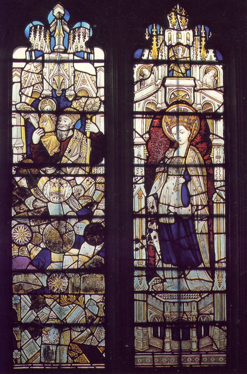 Bledington Church, Cloucestershire, Medieval Window, showing St. Christopher and the Virgin.
#bledingtonchurch
#cotswolds
#medievalglass