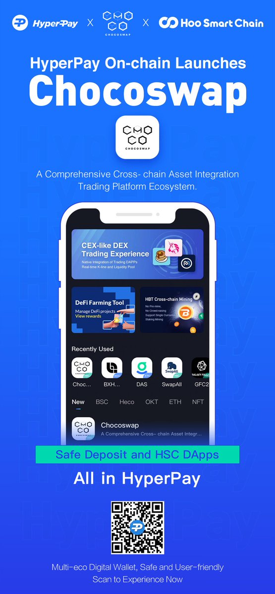 Choco_Swap's tweet image. #Chocoswap is pleased to announce its new global strategic partnership with @Hyperpay_tech the Multicurrency Payment solution for Tomorrow&apos;s commerce. This partnership allows Chocoswap users to access Hyperpay&apos;s service when they are in need of trading their assests.