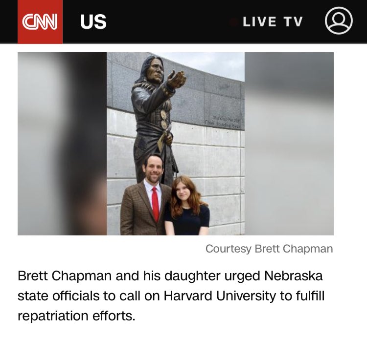 So cool of CNN to also give my daughter credit for calling on Harvard to return our Ponca ancestor Standing Bear’s tomahawk! I think it’s very important that my kids (and all Native kids) appreciate the importance of their history and culture. https://t.co/f9zO1h4OBJ