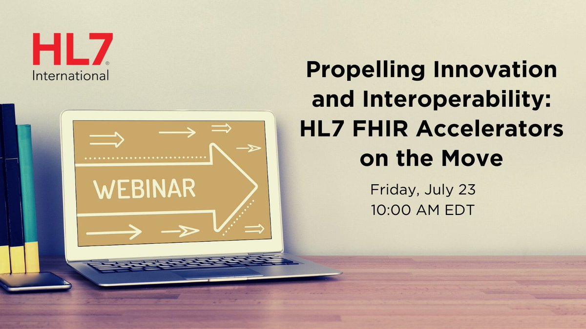 HL7's tweet photo. TODAY, Friday, July 23 at 10AM EDT is a free webinar about our #HL7 #FHIR Accelerators. Register and get access to to the recording if even you can't attend live. https://t.co/YuYqCqyom4
#healthIT #interoperability #DaVinciProject #CARIN #Argonaut #CodeX #GravityProject #Vulcan https://t.co/QX7zBmbeLp