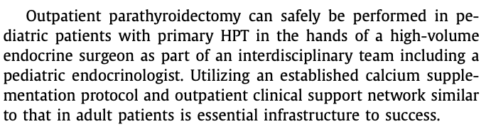 jpedsurg's tweet photo. Outpatient Parathyroidectomy in the Pediatric Population: An 18-year Experience https://t.co/g57isEH3LU #jpedsurg #SoMe4PedSurg #TreatmentStudy #Hypercalcemia #Parathyroidectomy #MEN1 #MEN2A #Primaryhyperparathyroidism https://t.co/X4PFZVnxSK