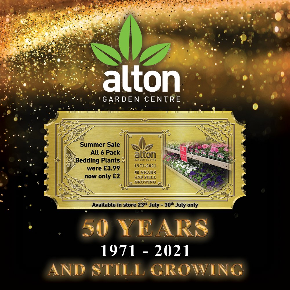 Introducing our twenty-first weekly Golden Ticket offer!

'Summer Sale'
All 6 Pack Bedding Plants
Were £3.99
Now Only £2

To celebrate our Golden Anniversary we are bringing you great new offers every week, for 50 weeks. So watch this space!