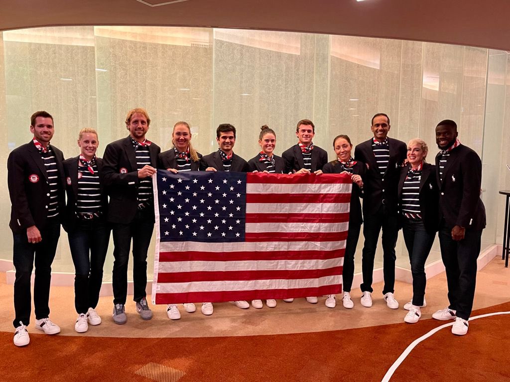 usta's tweet image. Dressed 💯 and ready to represent at the #Tokyo2020 Opening Ceremony! 🇺🇸🇺🇸