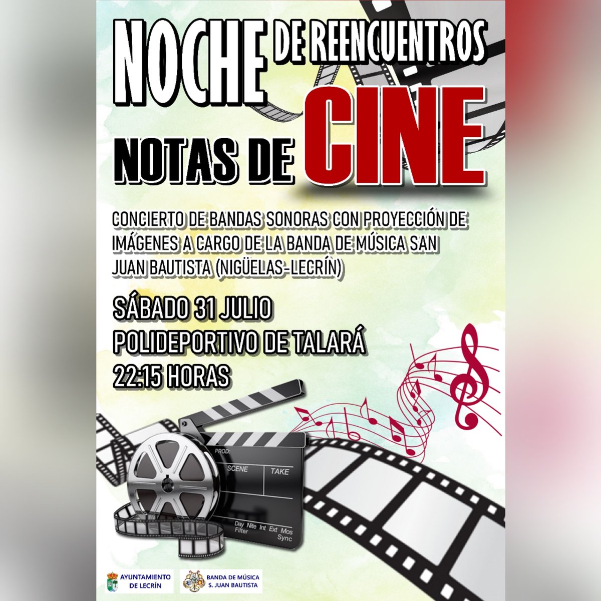 ¡¡¡ NOCHE DE REENCUENTROS !!! 
El sábado 31 de julio nuestra formación ofrecerá un concierto de bandas sonoras cinematográficas con proyección de imágenes en la pista polideportiva de Talará a las 22:15 horas. 
¡¡Os esperamos a todos!! 
instagram.com/p/CRqzzZhluSK/…